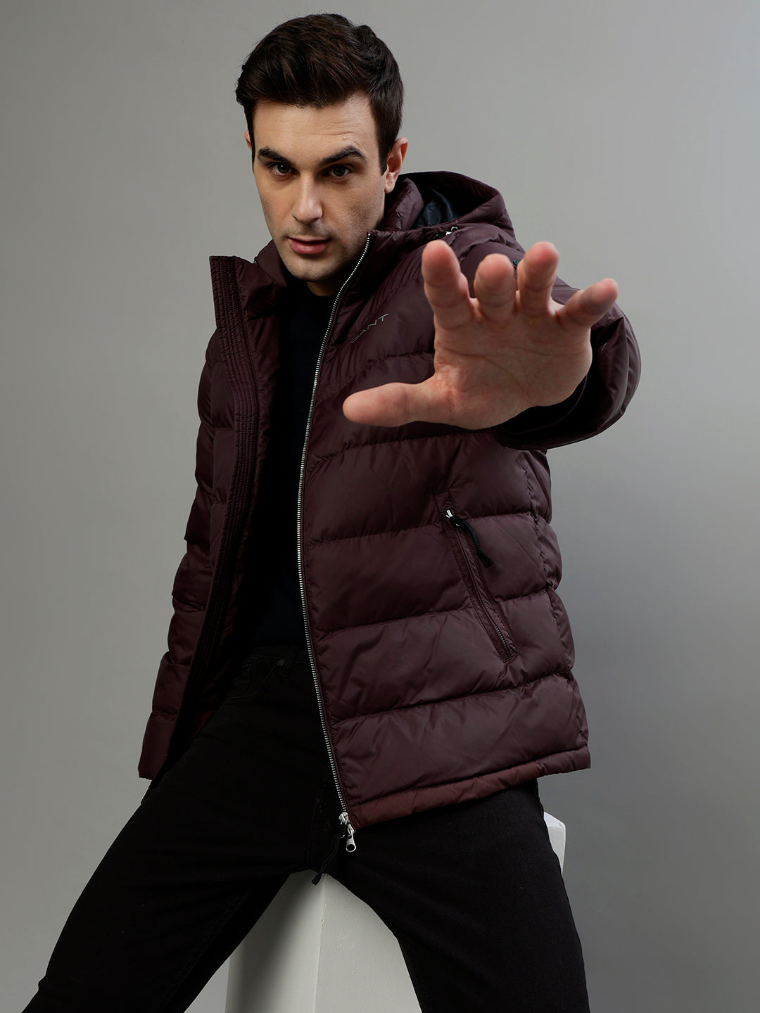 Gant Men Solid Hooded Full Sleeves Jacket