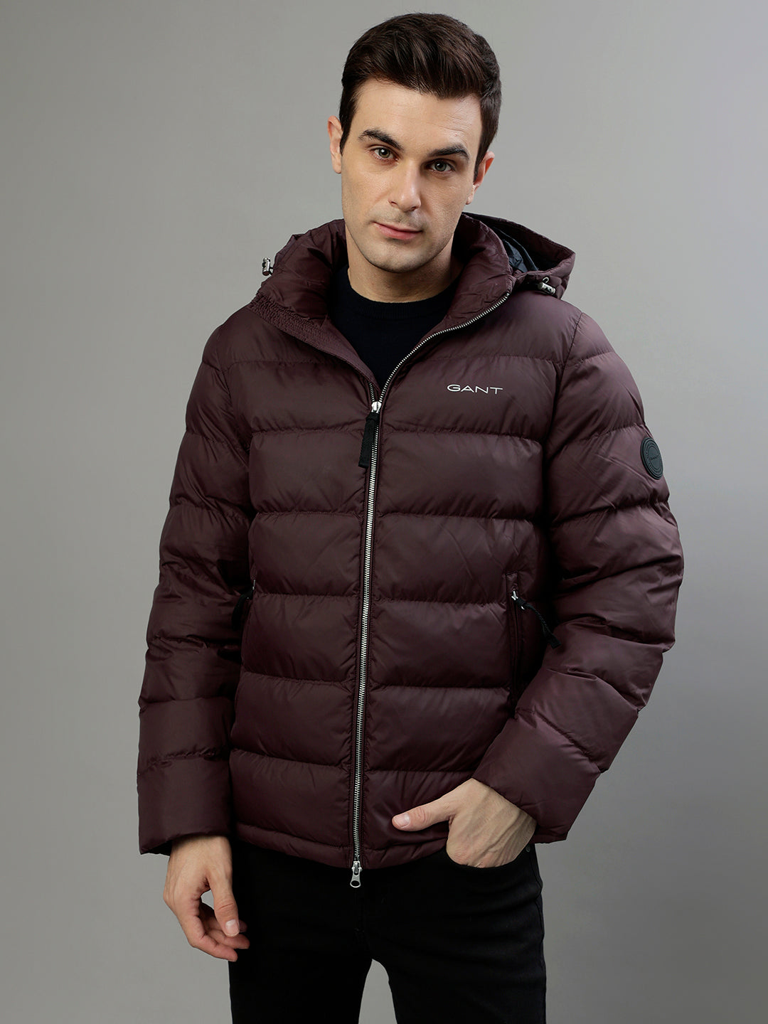 Gant Men Solid Hooded Full Sleeves Jacket