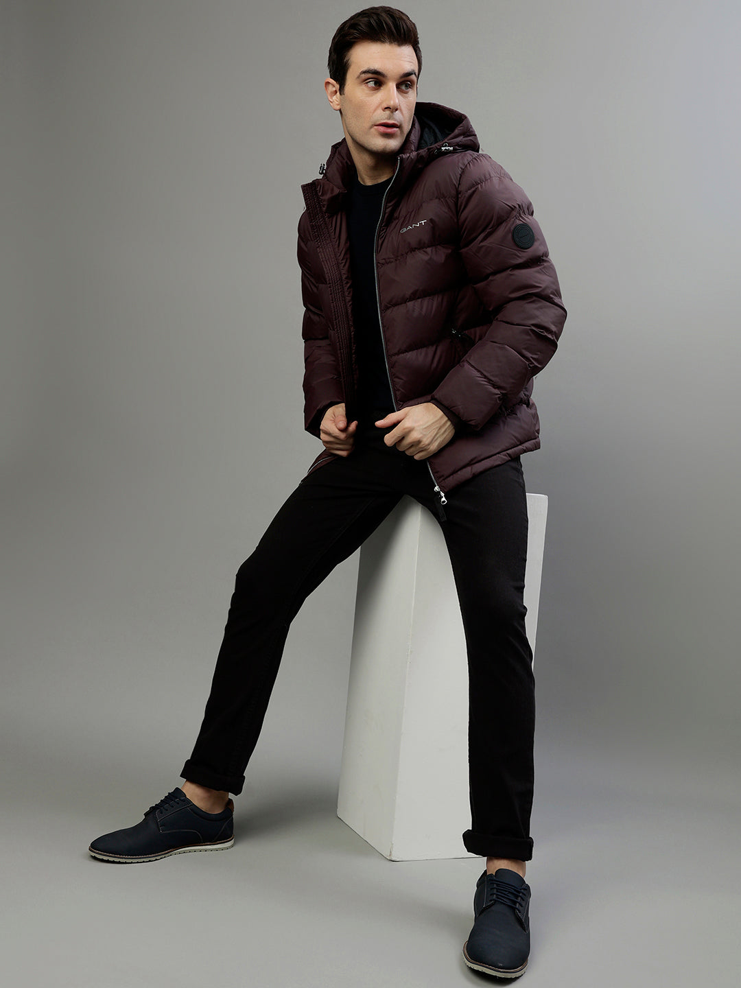 Gant Men Solid Hooded Full Sleeves Jacket