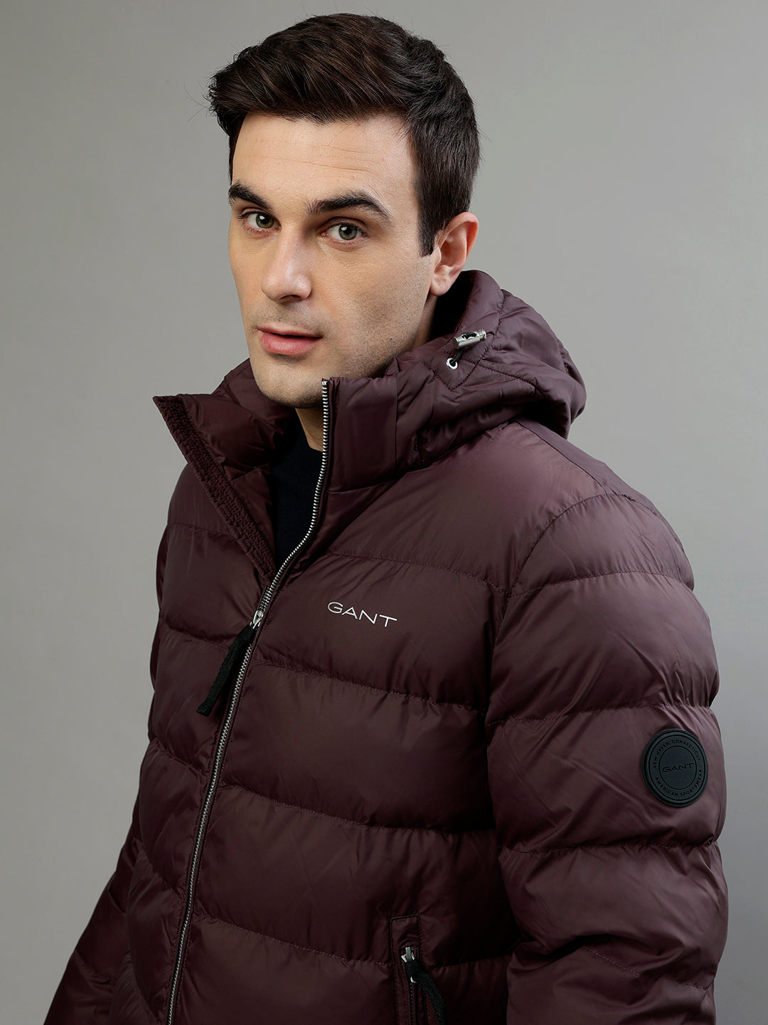 Gant Men Solid Hooded Full Sleeves Jacket