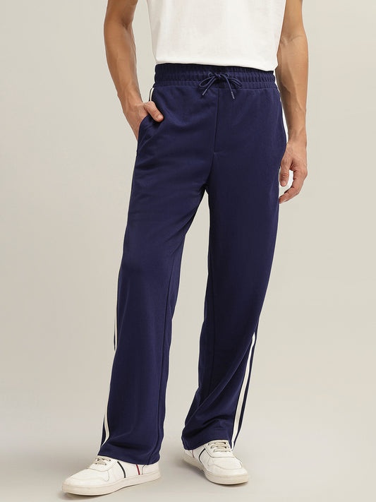 Gant Men Blue Solid Mid-Rise Track Pants