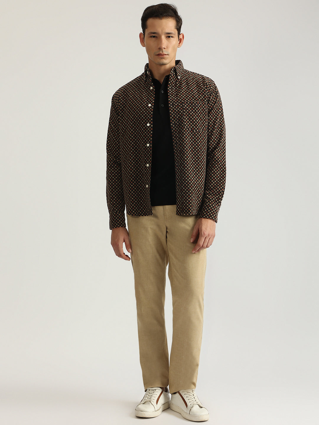 Gant Men Blue Printed Button-down Collar Full Sleeves Shirt