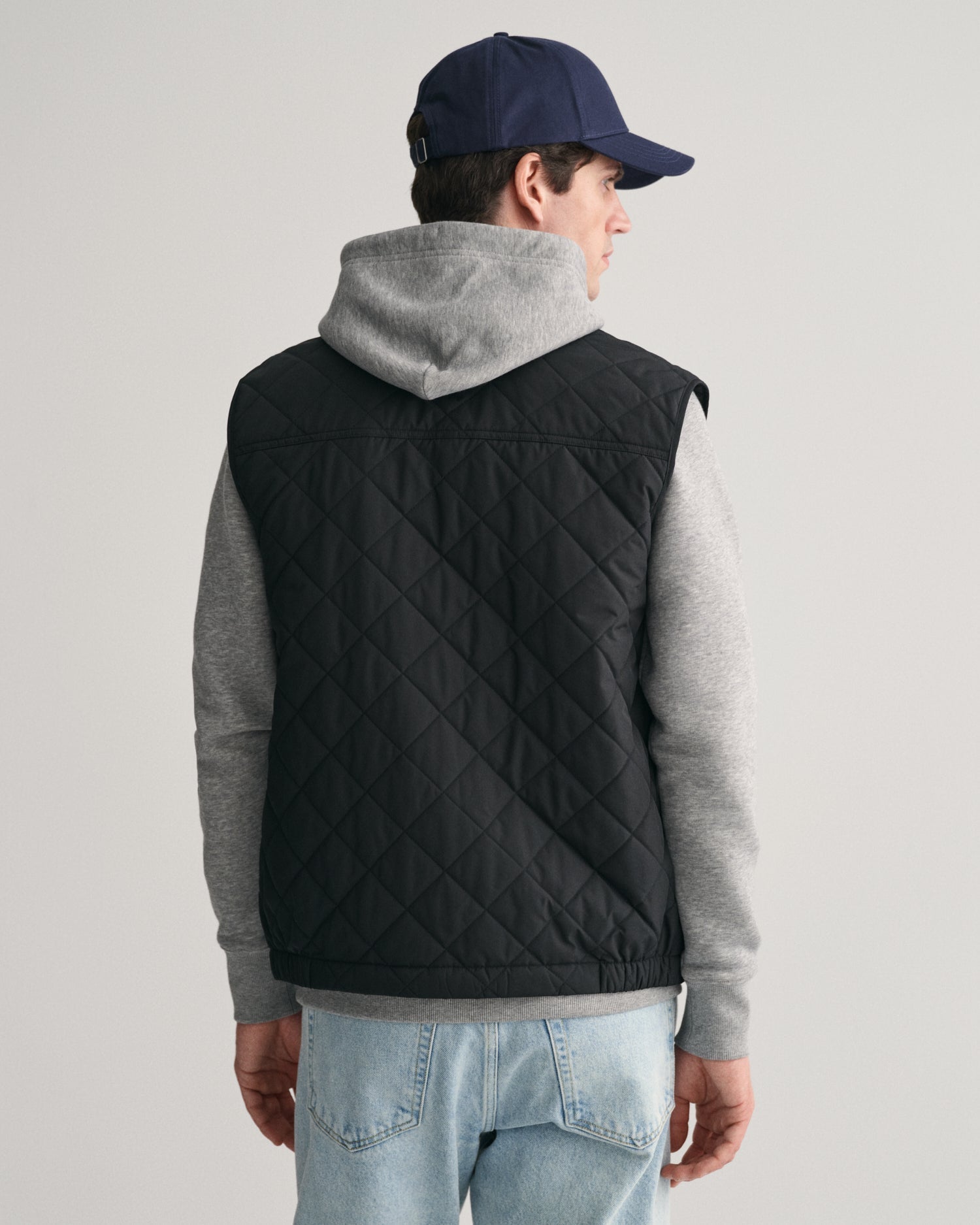 Shop Gant Men Black Solid Stand Collar Sleeveless Quilted