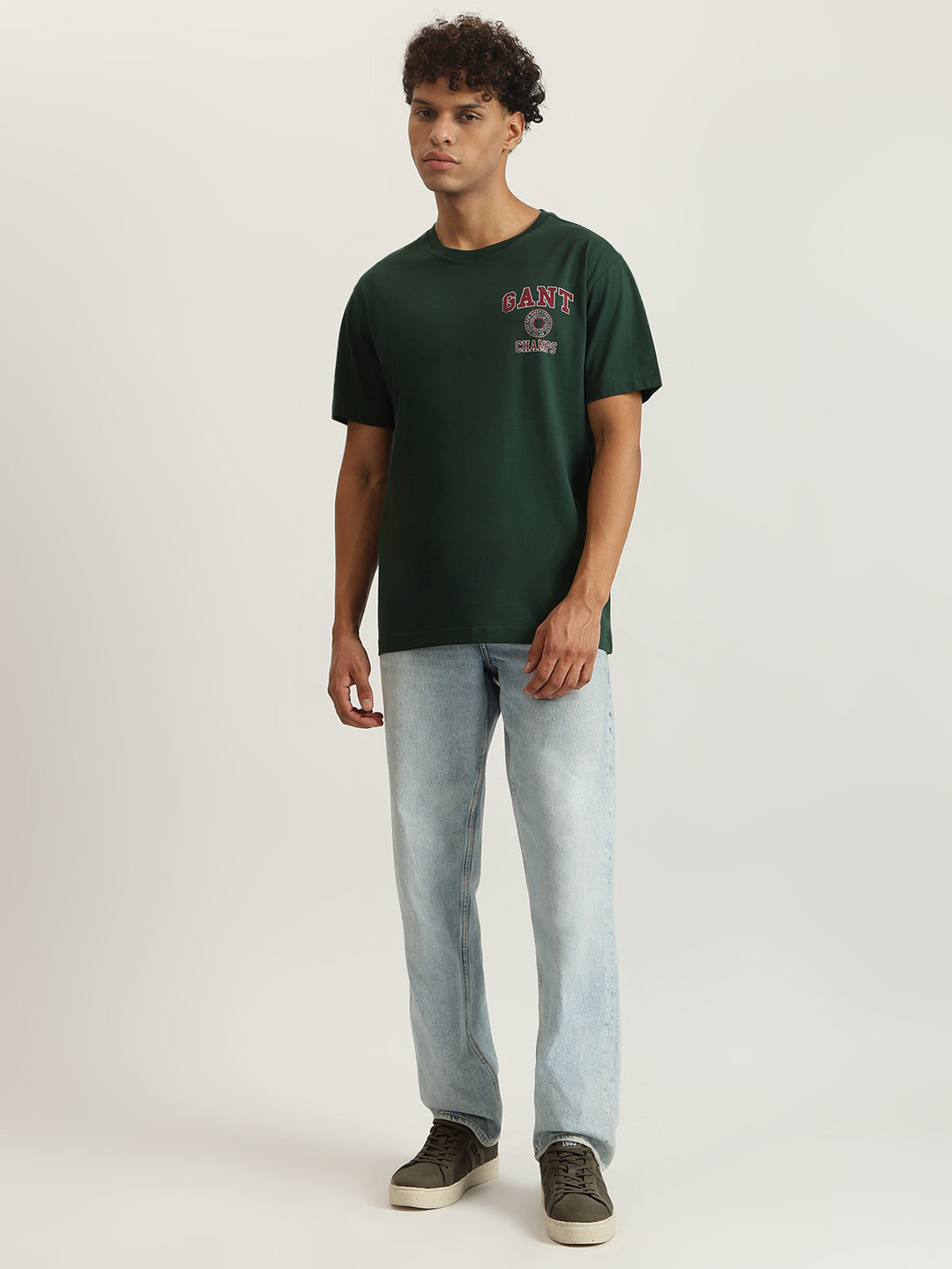 Gant Men Solid Round Neck Short Sleeves Tshirt