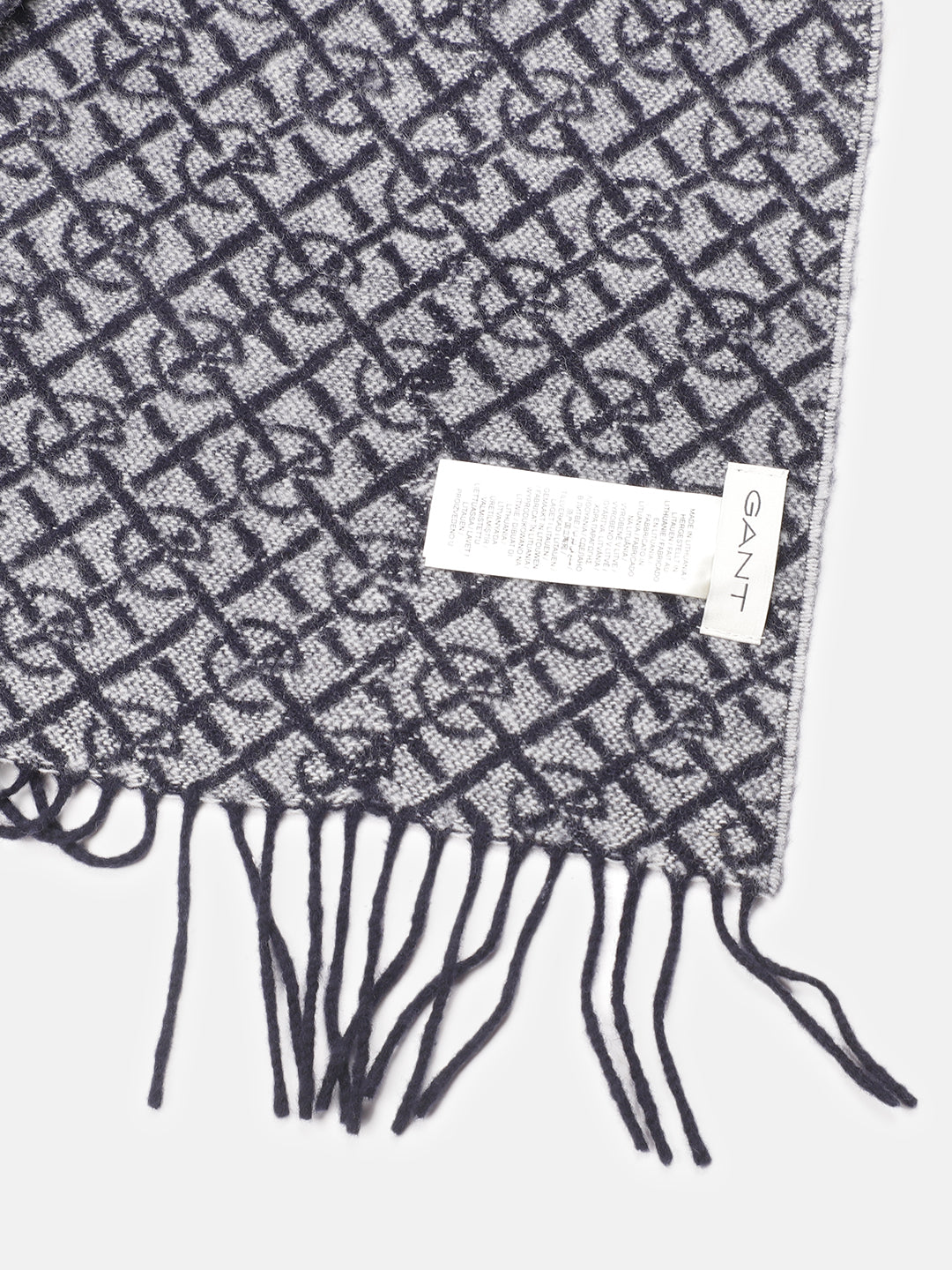 Gant Men Blue Printed Fringed Muffler