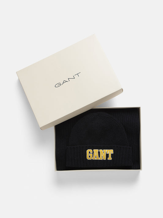 Gant Men Blue Solid Muffler with Beanie Caps