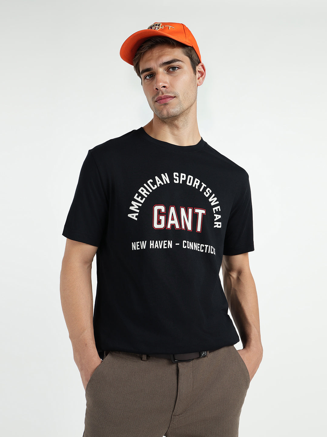 Gant Men Black Printed Crew Neck Tshirt