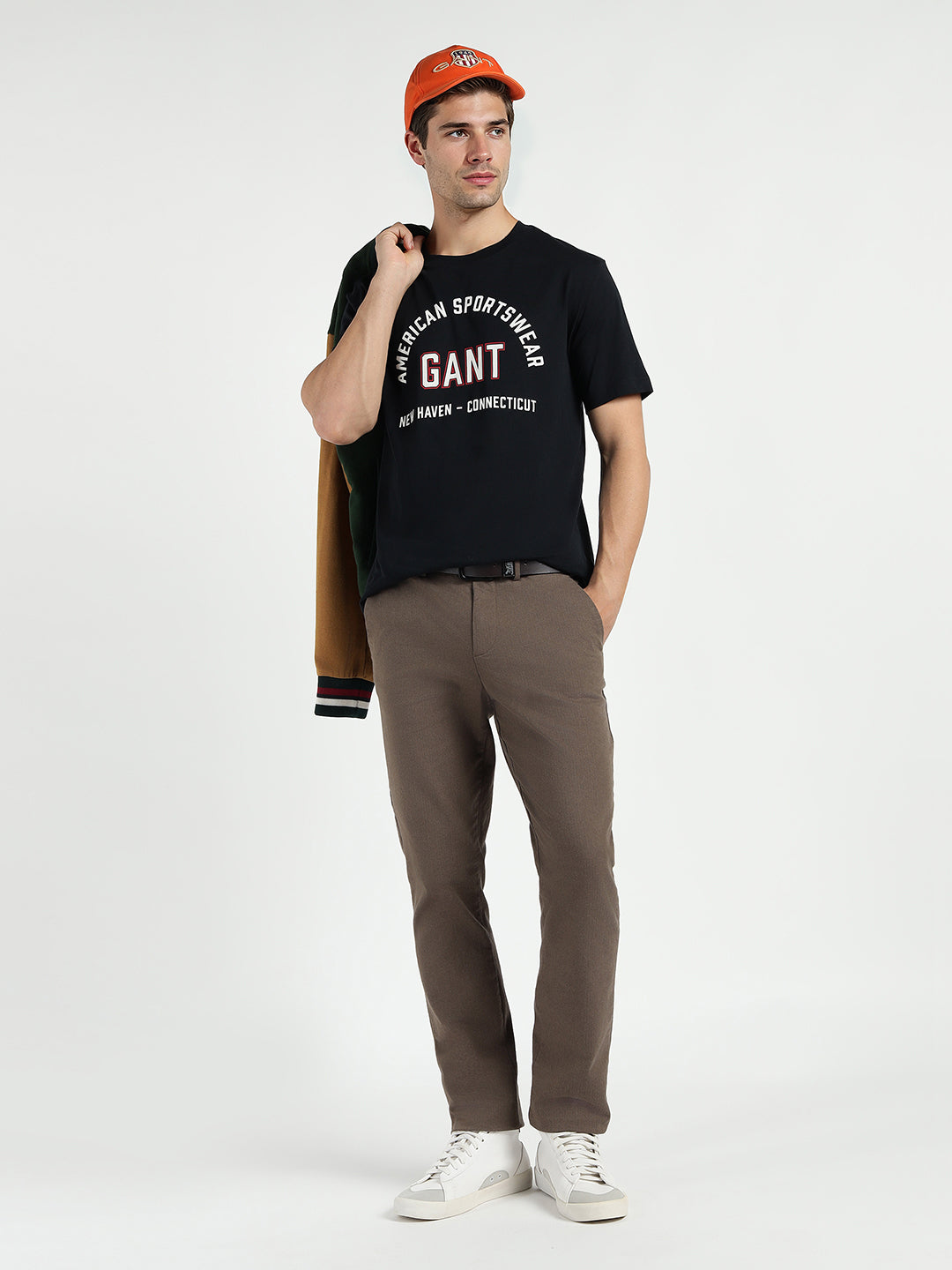 Gant Men Black Printed Crew Neck Tshirt