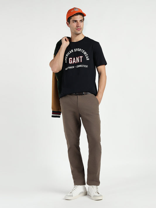 Gant Men Black Printed Crew Neck Tshirt