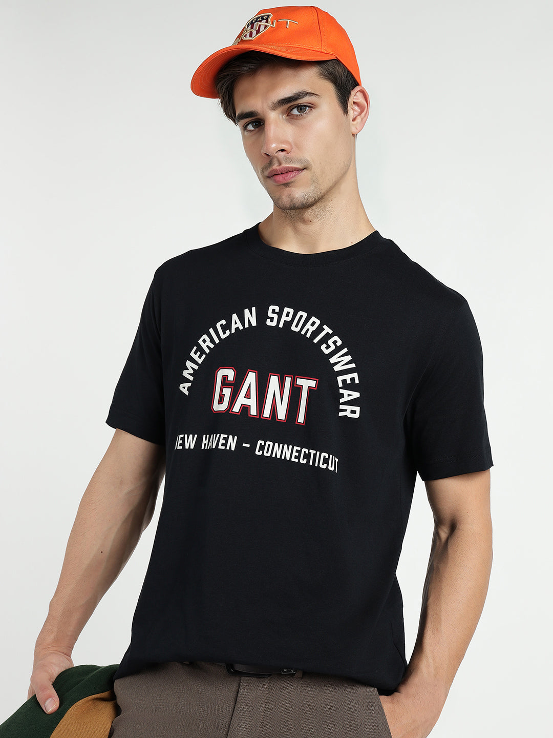 Gant Men Black Printed Crew Neck Tshirt