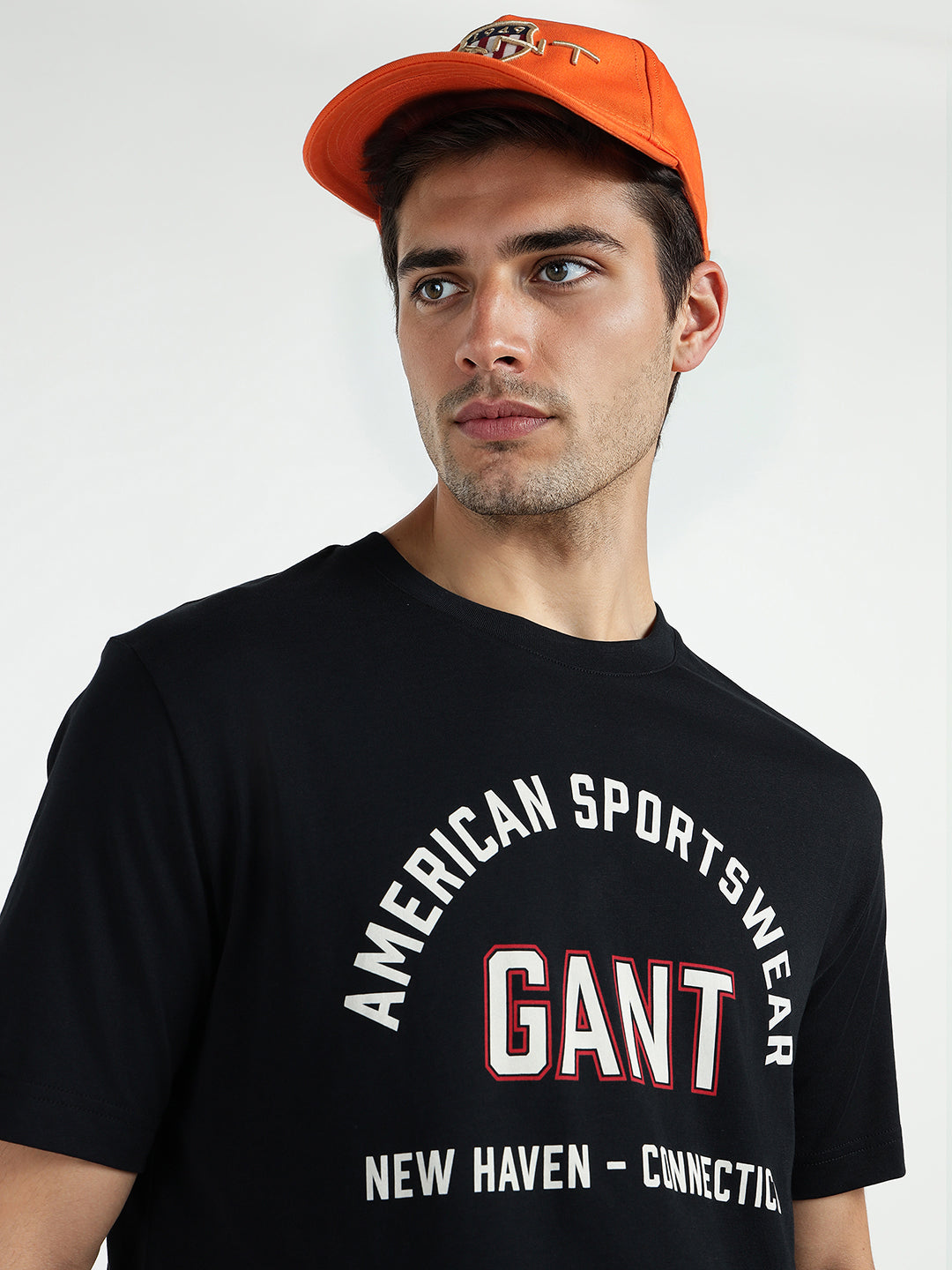 Gant Men Black Printed Crew Neck Tshirt