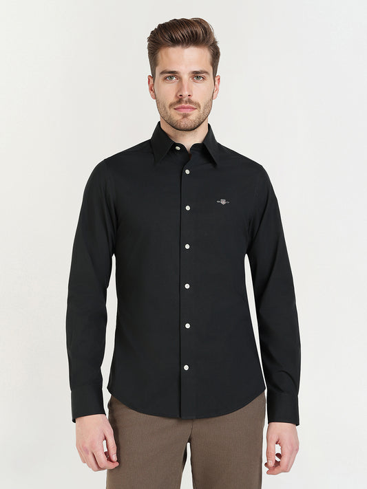 Gant Men Black Solid Collar Shirt