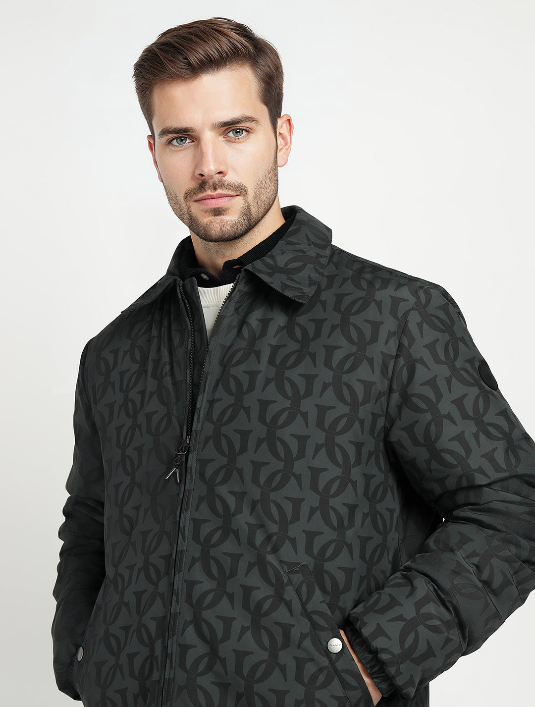 Gant Men Black Solid Collar Jacket