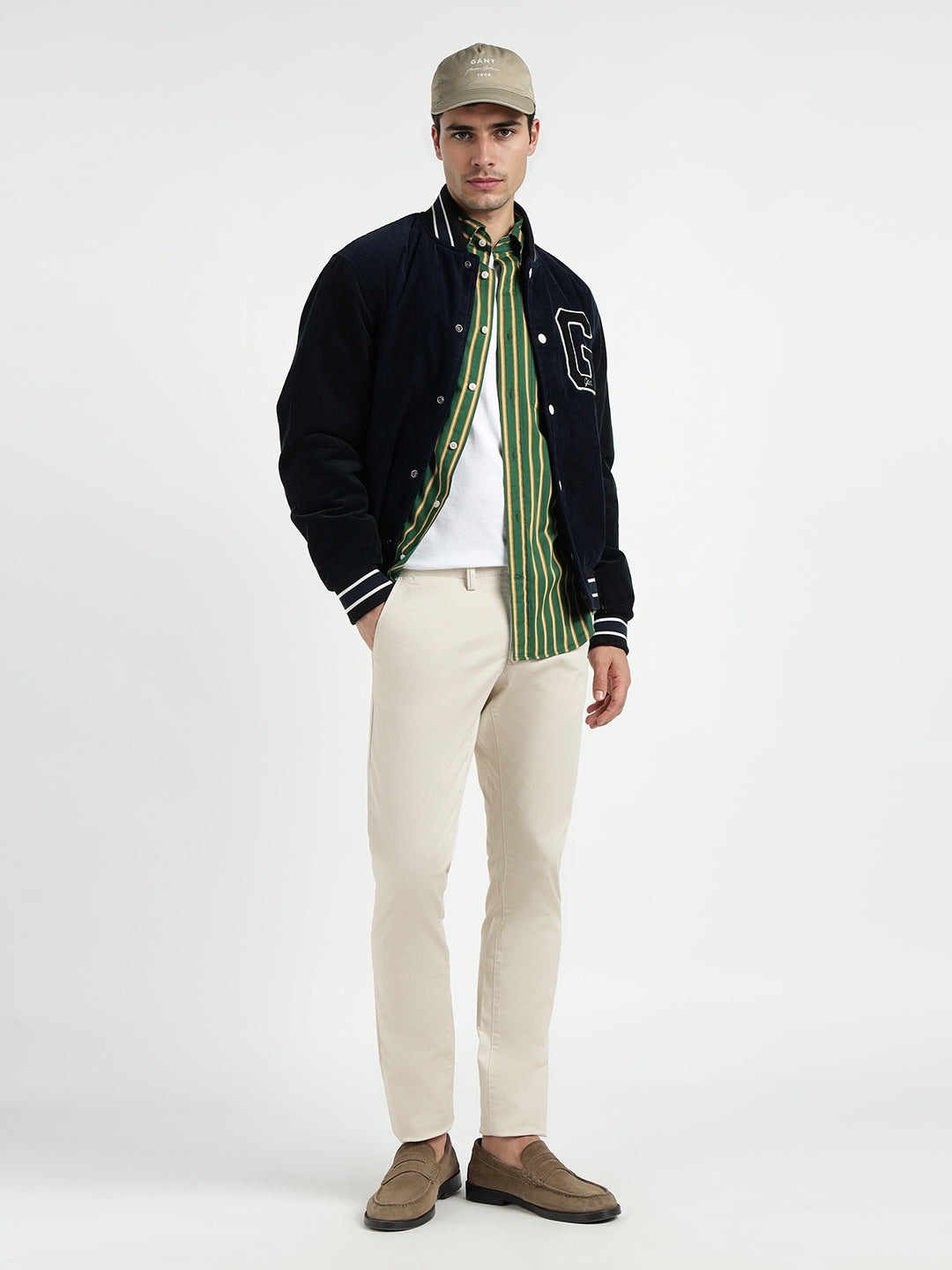 Gant Men Cream Slim Fit Solid Trouser