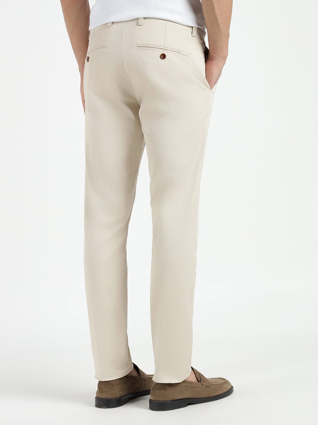 Gant Men Cream Slim Fit Solid Trouser