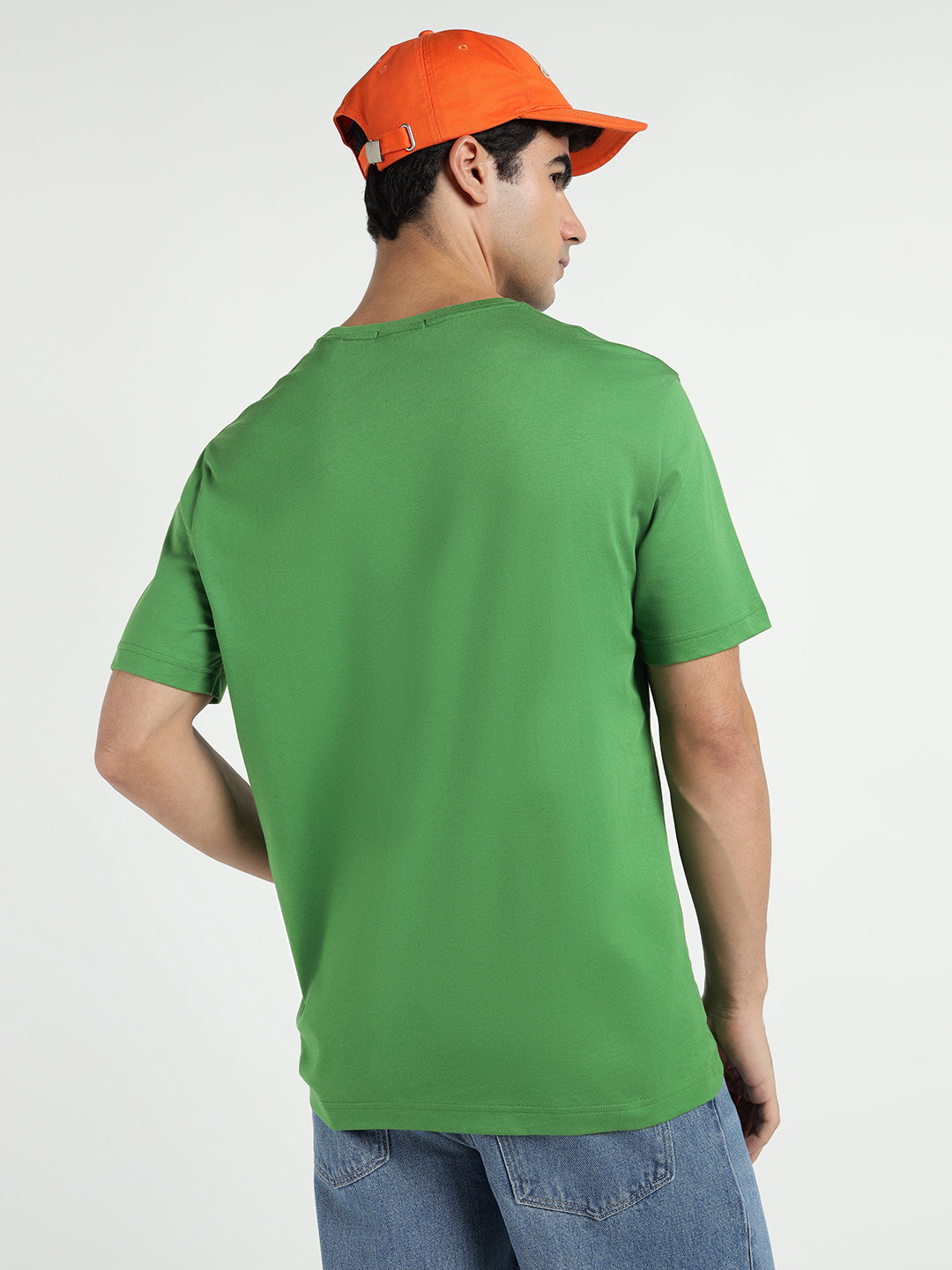 Gant Men Green Solid Crew Neck Tshirt