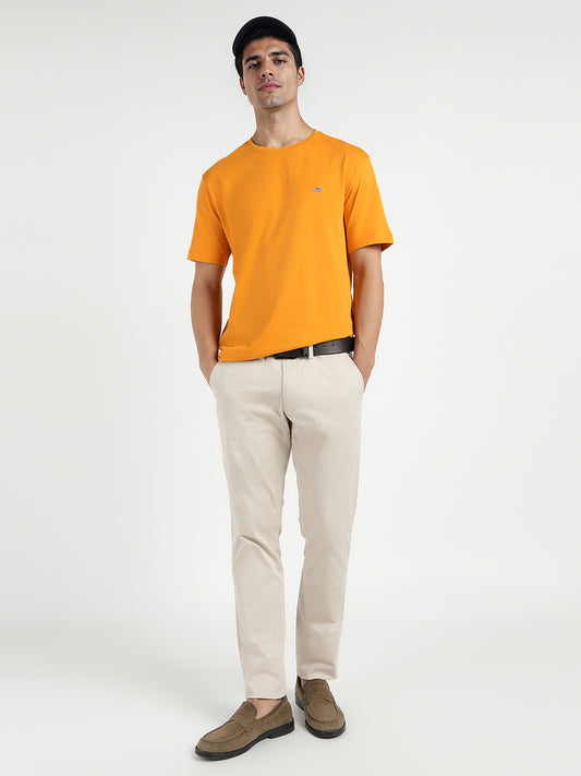 Gant Men Yollow Solid Crew Neck Tshirt