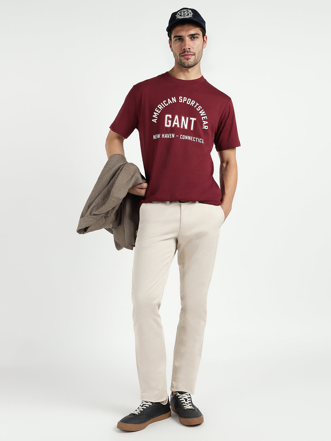 Gant Men Red Printed Crew Neck Tshirt