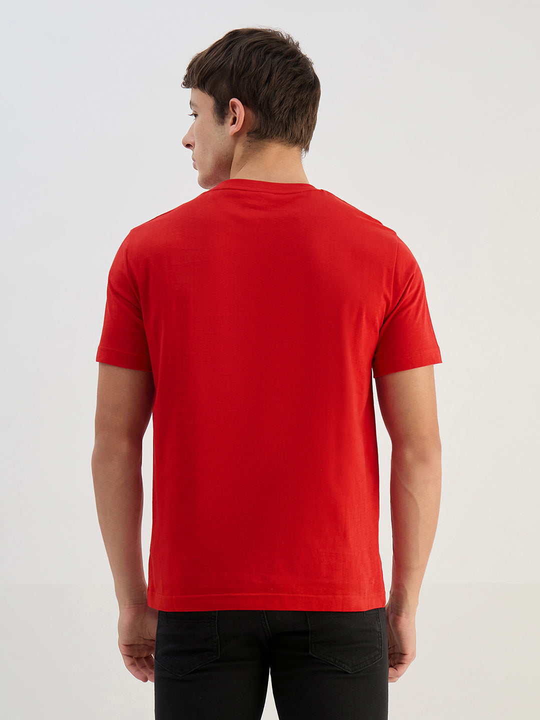 Gant Men Red Solid Pure Cotton Round Neck T Shirt