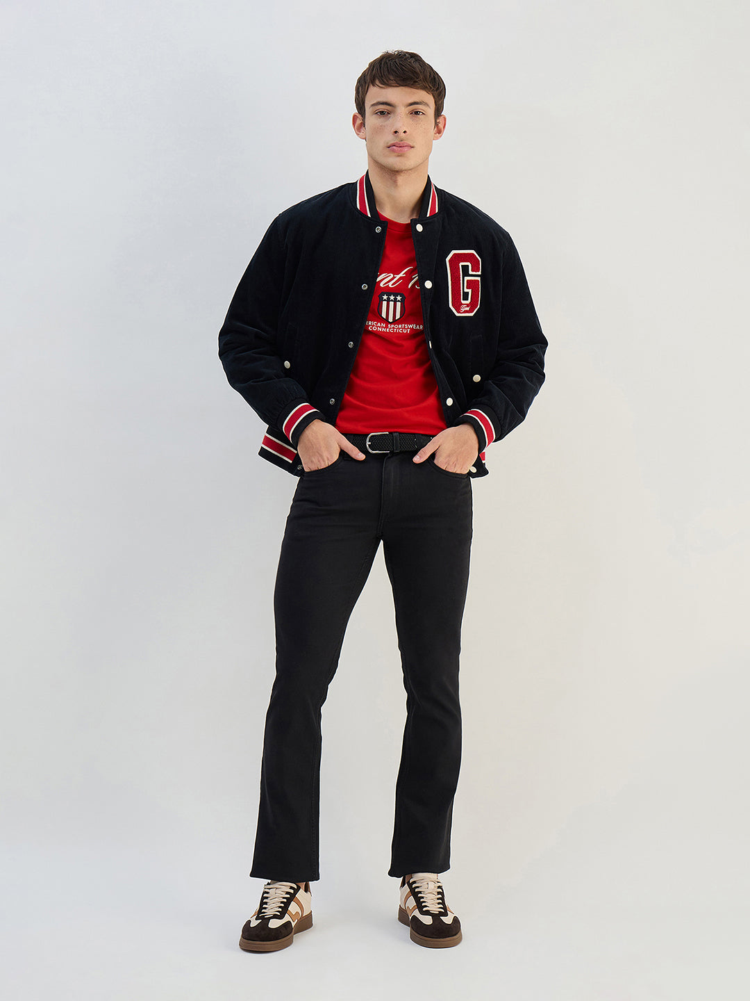 Gant Men Red Solid Pure Cotton Round Neck T Shirt