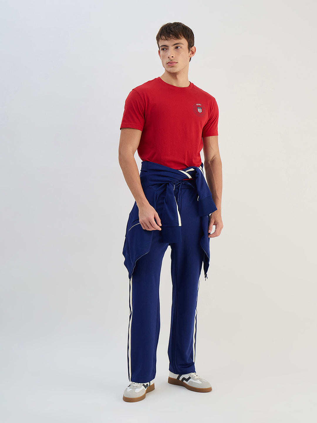 Gant Men Red Solid Pure Cotton Round Neck T Shirt