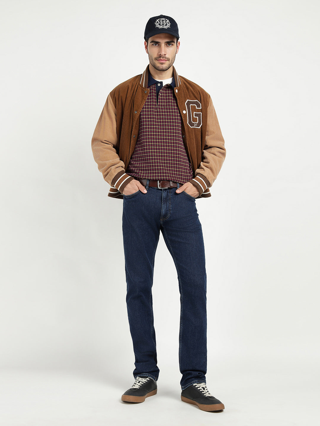 Gant Men Wine/Beige Solid Polo Tshirt