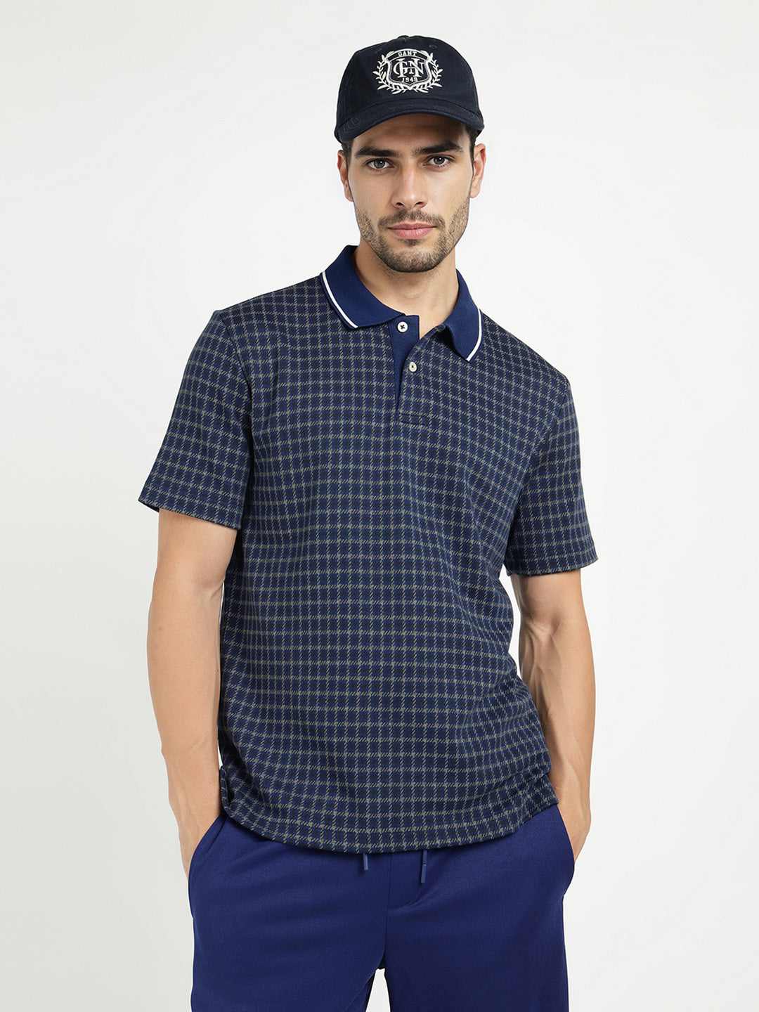 Gant Men Blue Solid Polo Tshirt