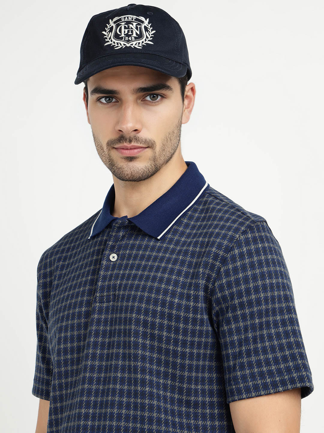 Gant Men Blue Solid Polo Tshirt