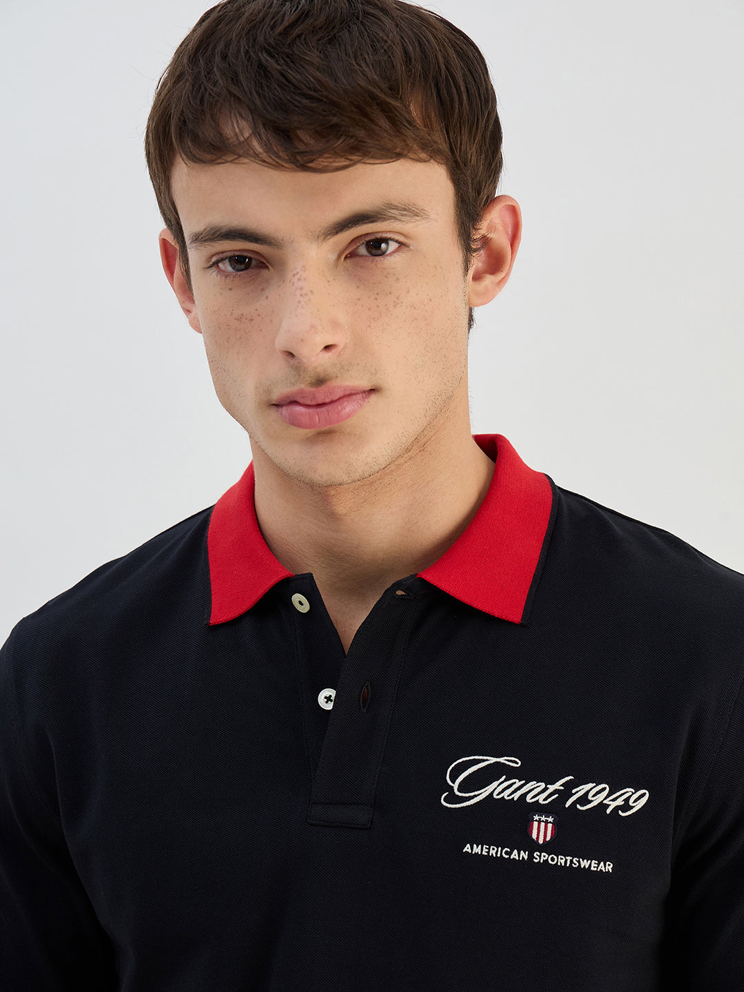 Gant Men Black Solid Pure Cotton  Polo Collar T-Shirt