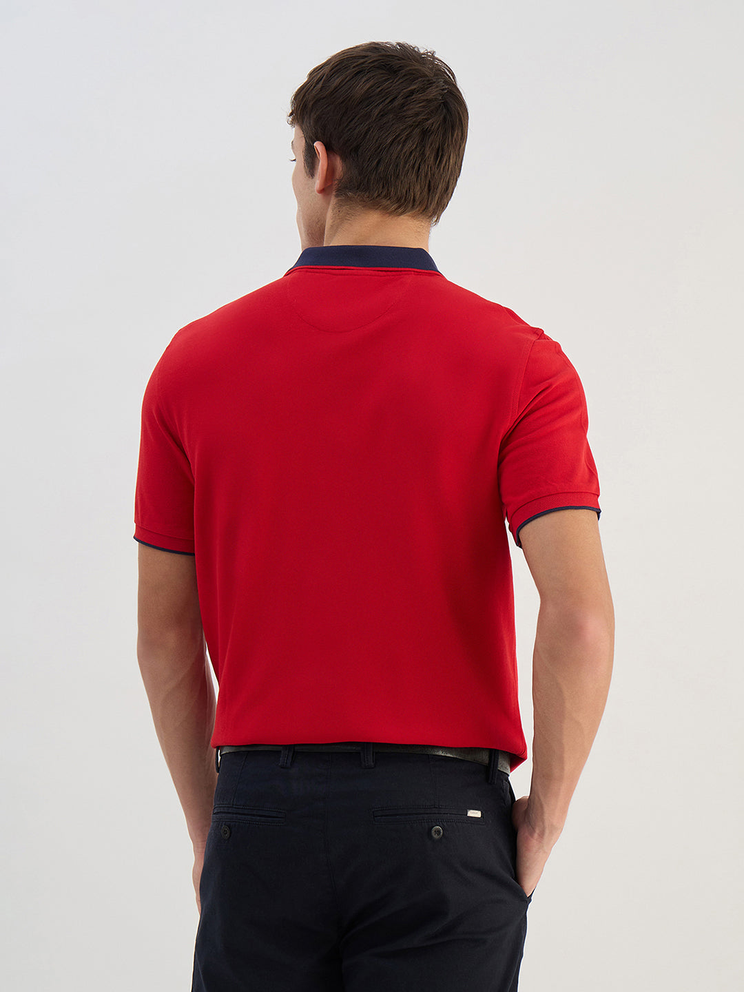 Gant Men Red Solid Pure Cotton Polo Collar T-Shirt