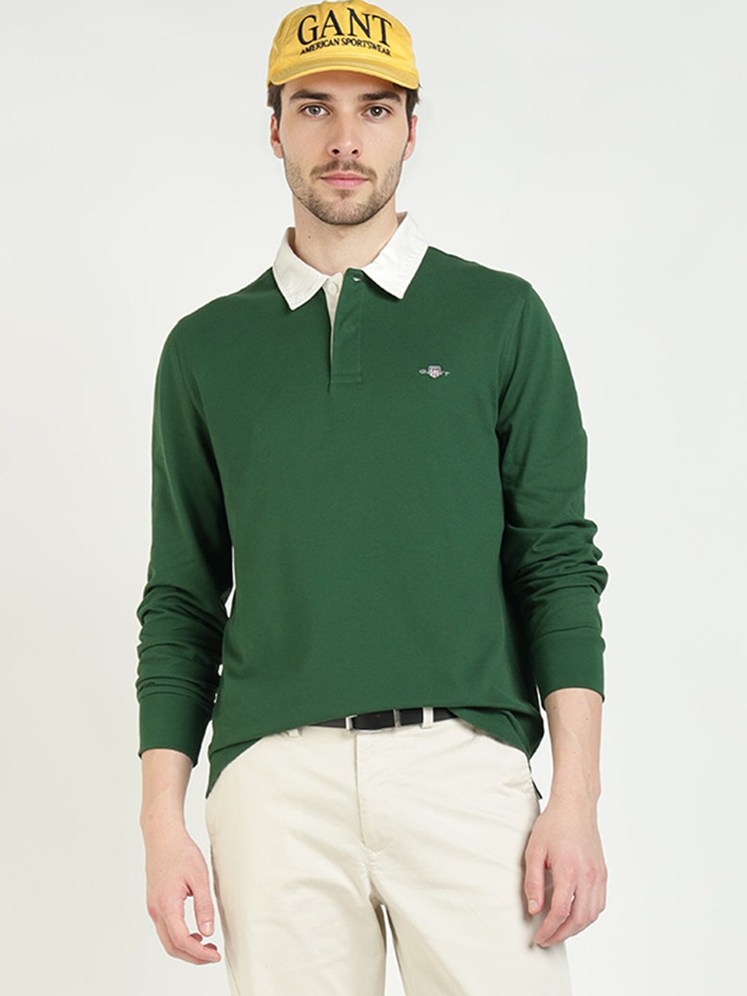 Gant Men Green Solid Collar Sweatshirt