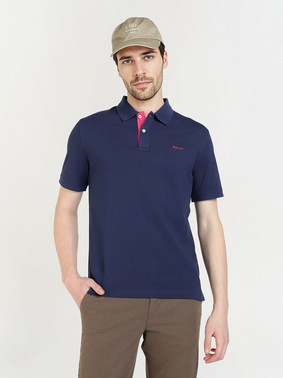 Gant Men Blue Solid Polo Tshirt