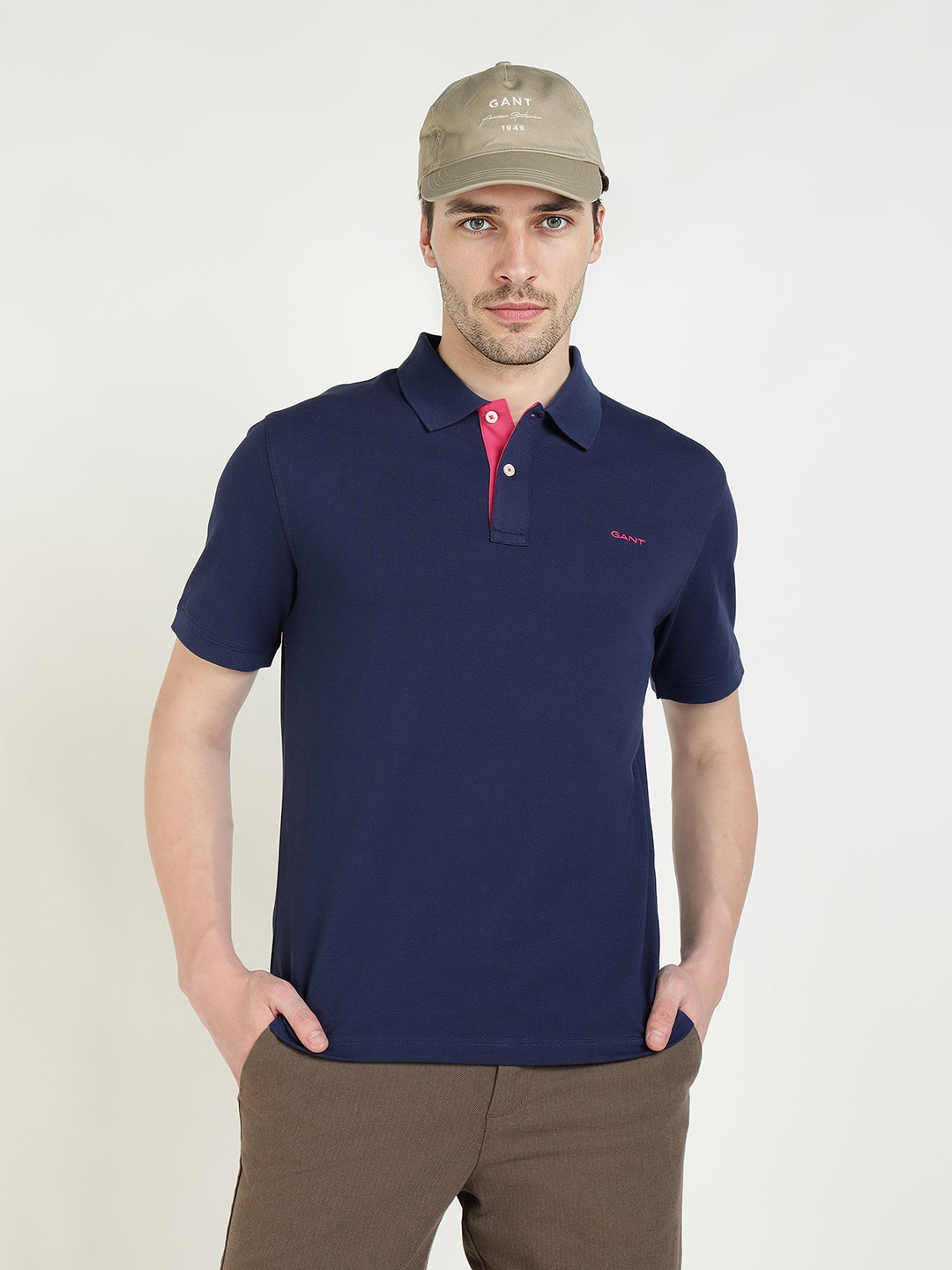 Gant Men Blue Solid Polo Tshirt