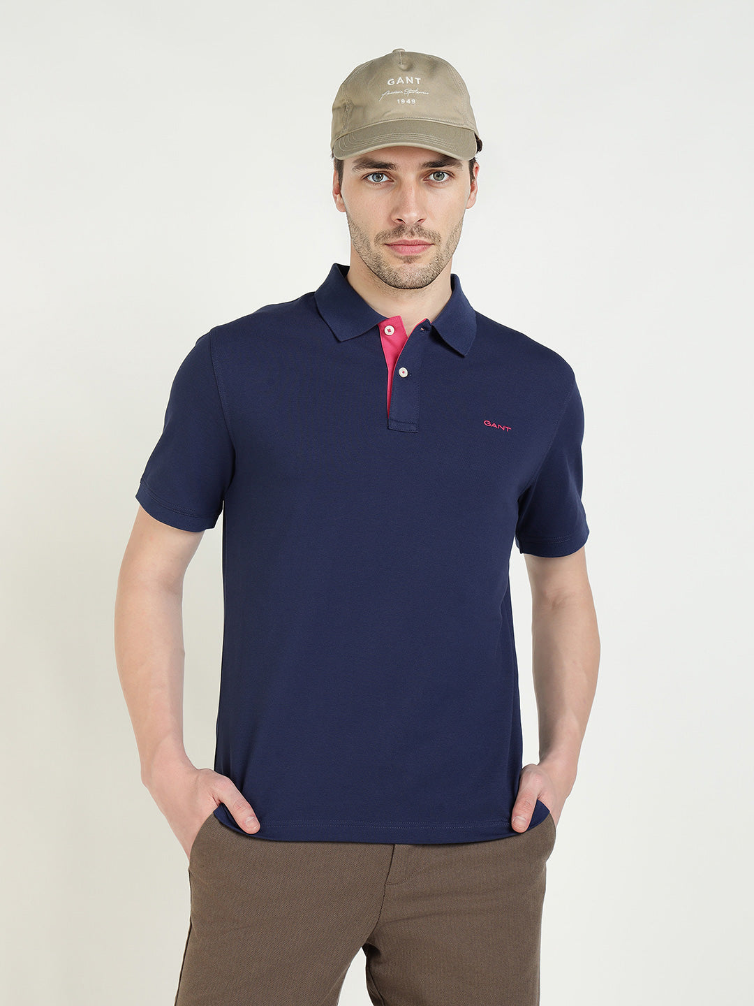 Gant Men Blue Solid Polo Tshirt