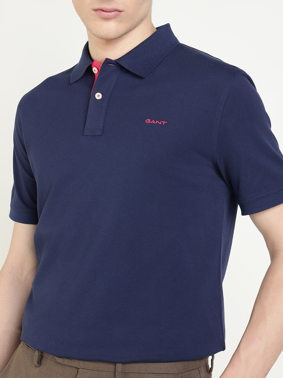 Gant Men Blue Solid Polo Tshirt