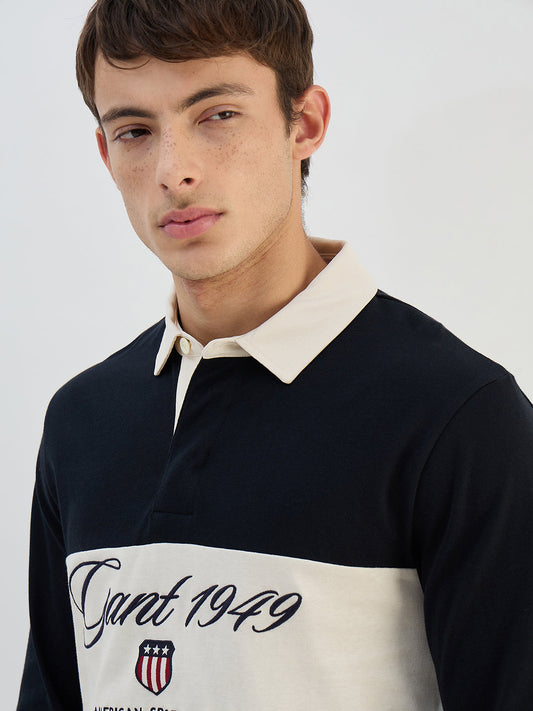 Gant Men Black Solid Pure Cotton Polo Collar T-Shirt