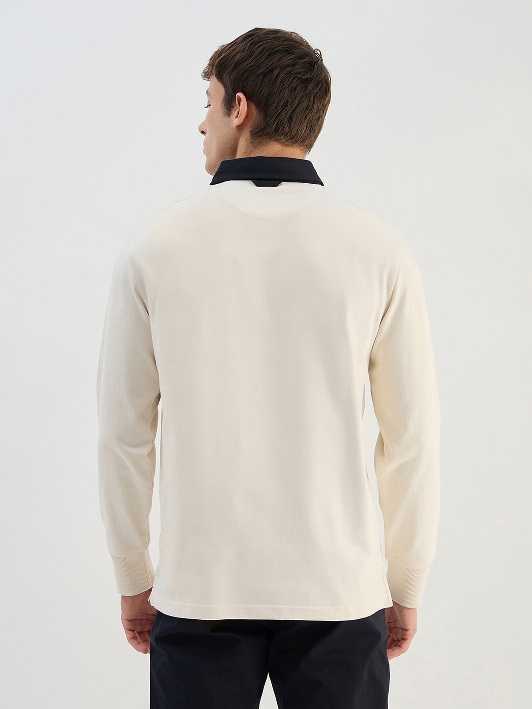 Gant Men Off White Solid Pure Cotton  Polo Collar T-Shirt