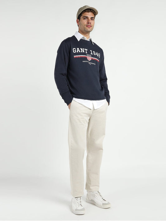 Gant Men Blue Printed Crew Neck Sweatshirt