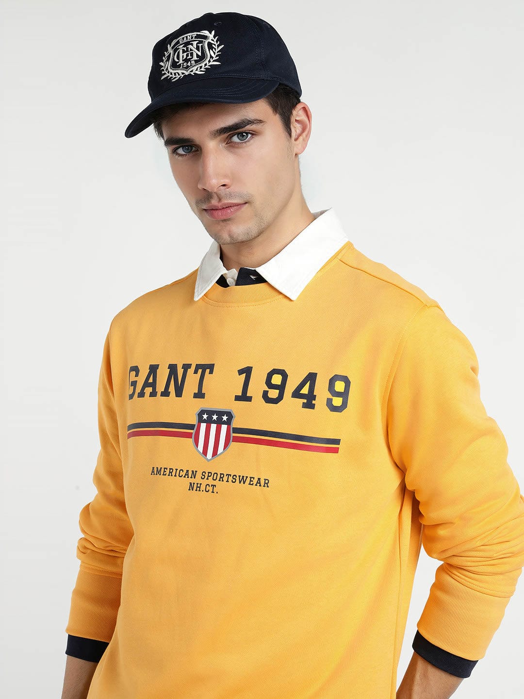 Gant Men Yellow Printed Crew Neck Sweatshirt