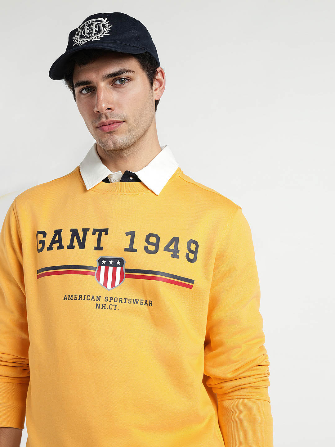 Gant Men Yellow Printed Crew Neck Sweatshirt