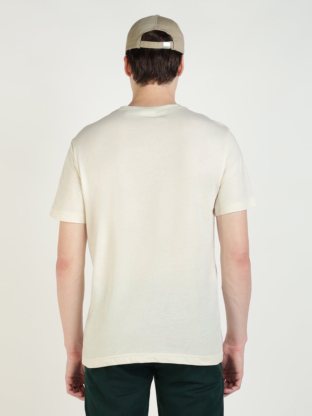 Gant Men Cream Solid Crew Neck Tshirt
