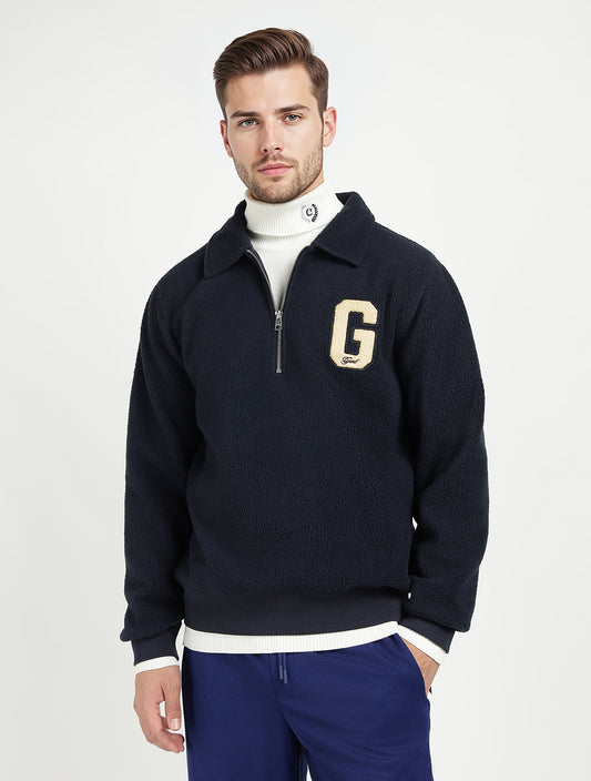 Gant Men Blue Solid Collar Sweatshirt