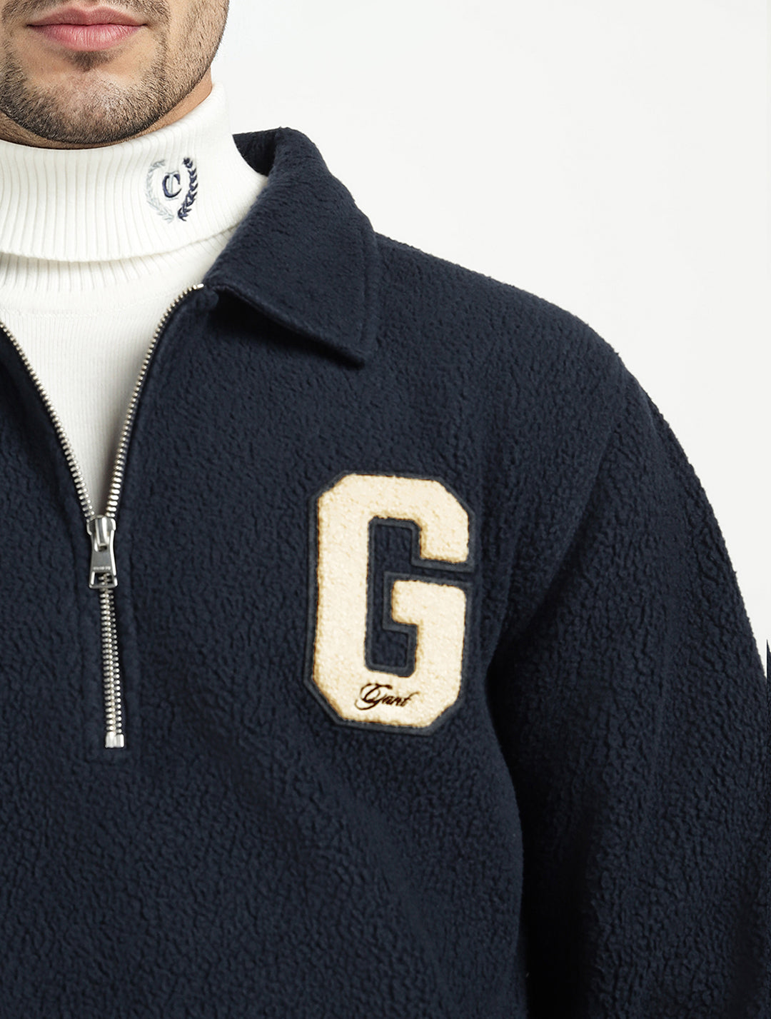 Gant Men Blue Solid Collar Sweatshirt