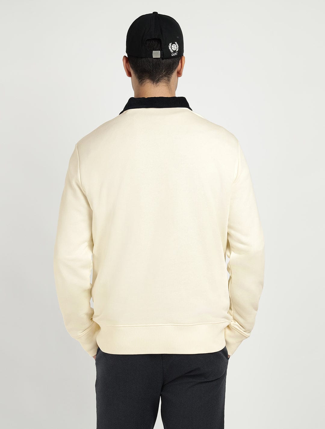 Gant Men Cream Solid Crew Neck Sweatshirt