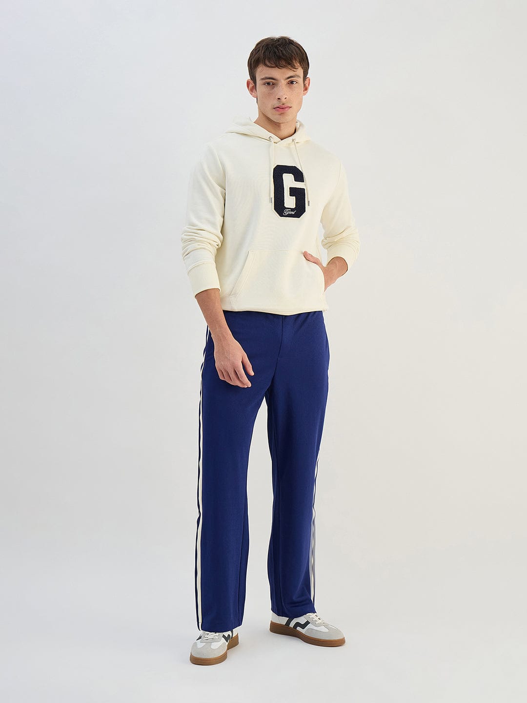 Gant Men Cream Solid Hoodie Sweatshirt