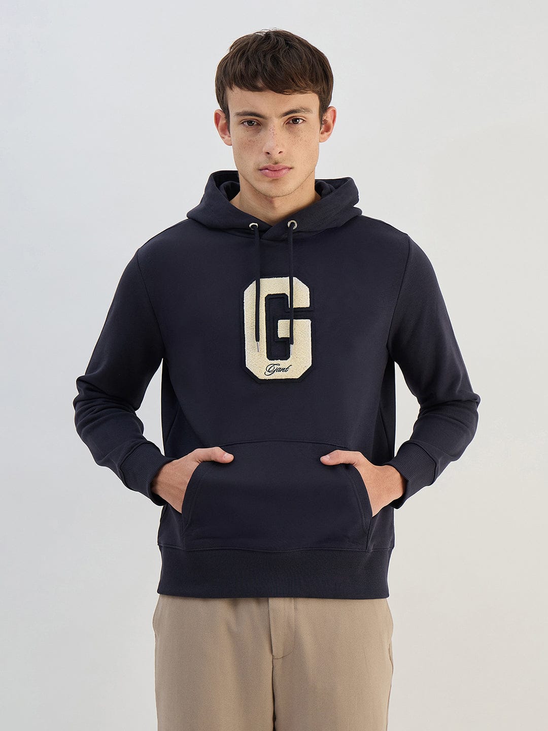 Gant Men Navy Blue Solid Hoodie Sweatshirt