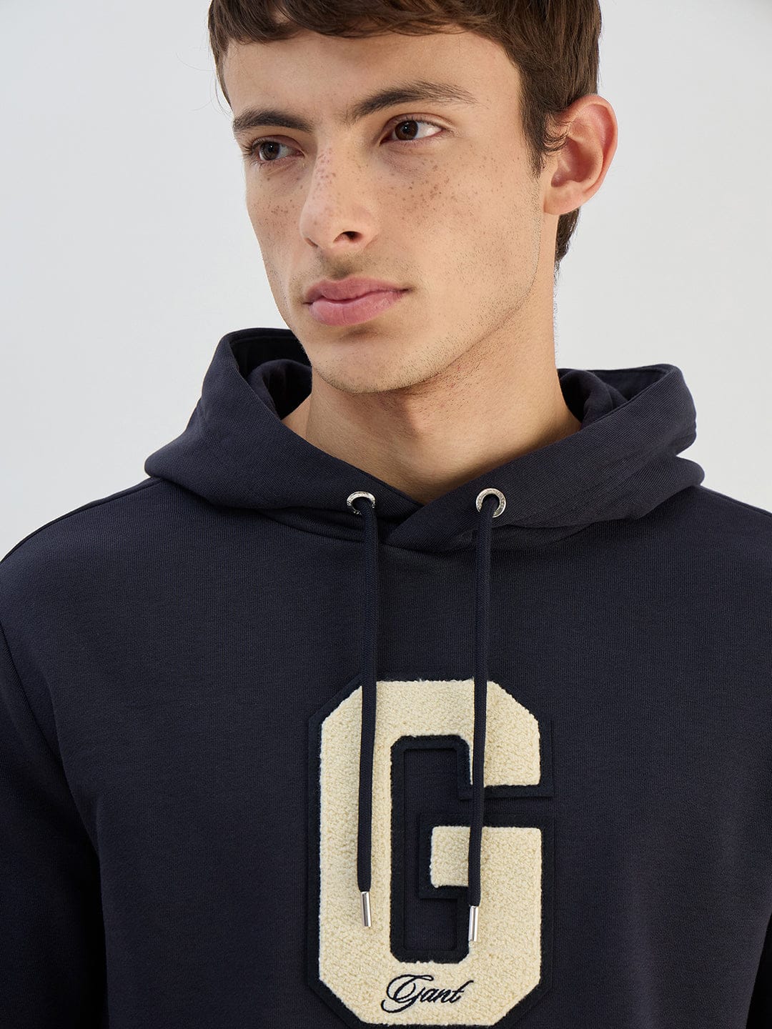 Gant Men Navy Blue Solid Hoodie Sweatshirt