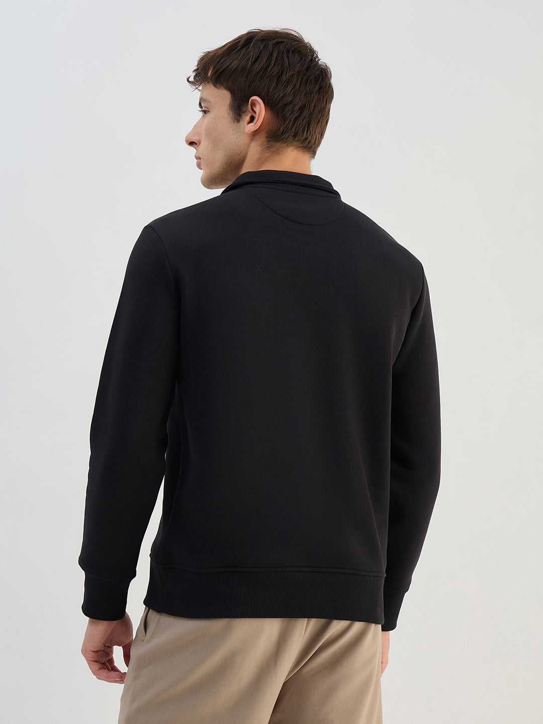 Gant Men Black Solid High Neck Sweatshirt