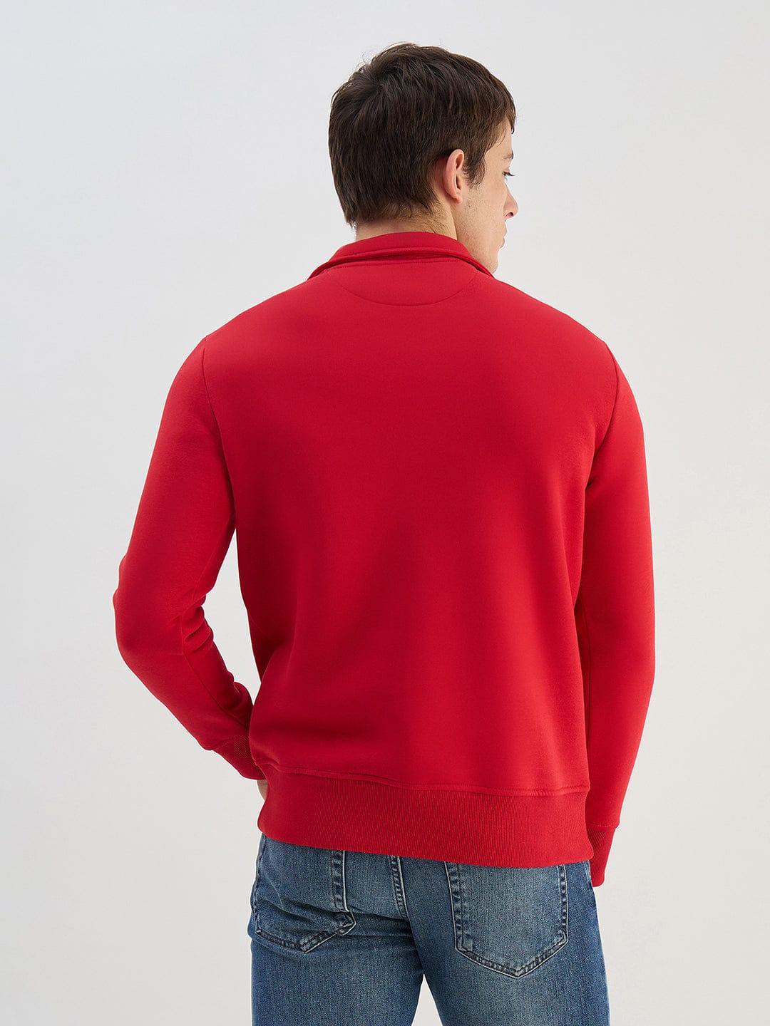 Gant Men Red Solid High Neck Sweatshirt
