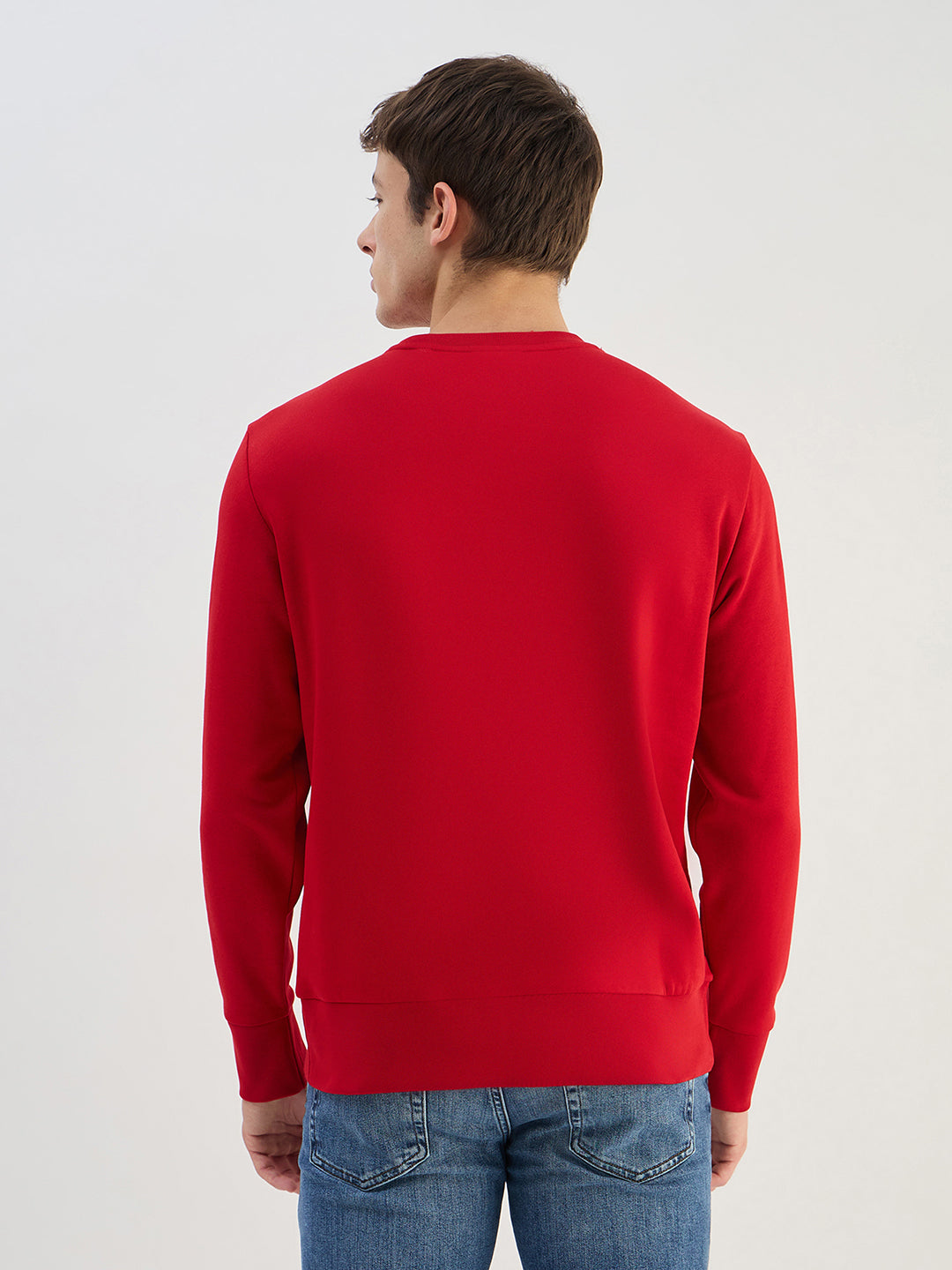 Gant Men Red Solid Round Neck Sweatshirt
